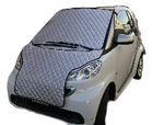 silver car screen cover on white smart car
