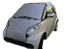 silver car screen cover on white smart car